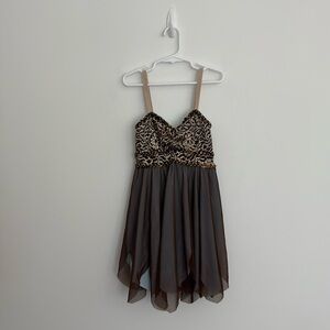 A Wish Come True Kids Girls Leotard Size LC Large Child 12 14 Brown Blue Tulle